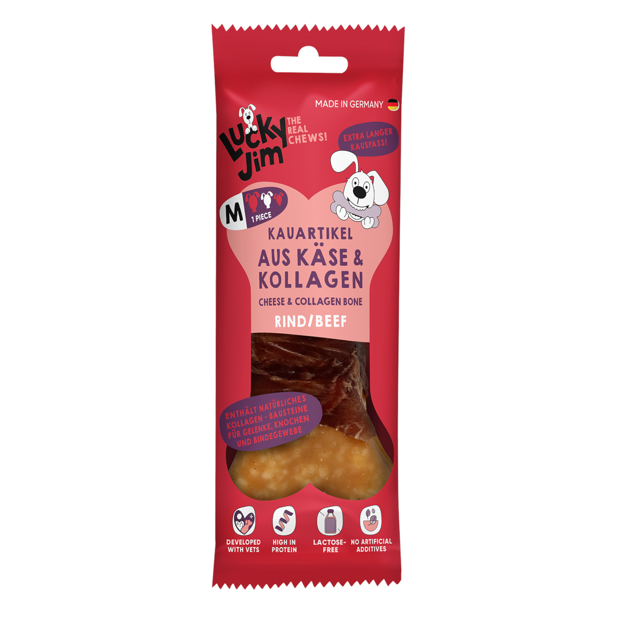 3x60g Lucky Jim Kauwbot M Kaas & Collageen Rund Hondensnacks